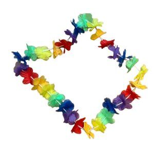 Colorful Rainbow Hawaiian Flower Lei Garland